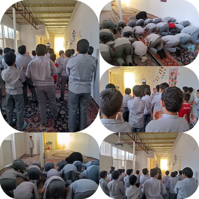  برگزاری نماز جماعت دانش آموزان پسر